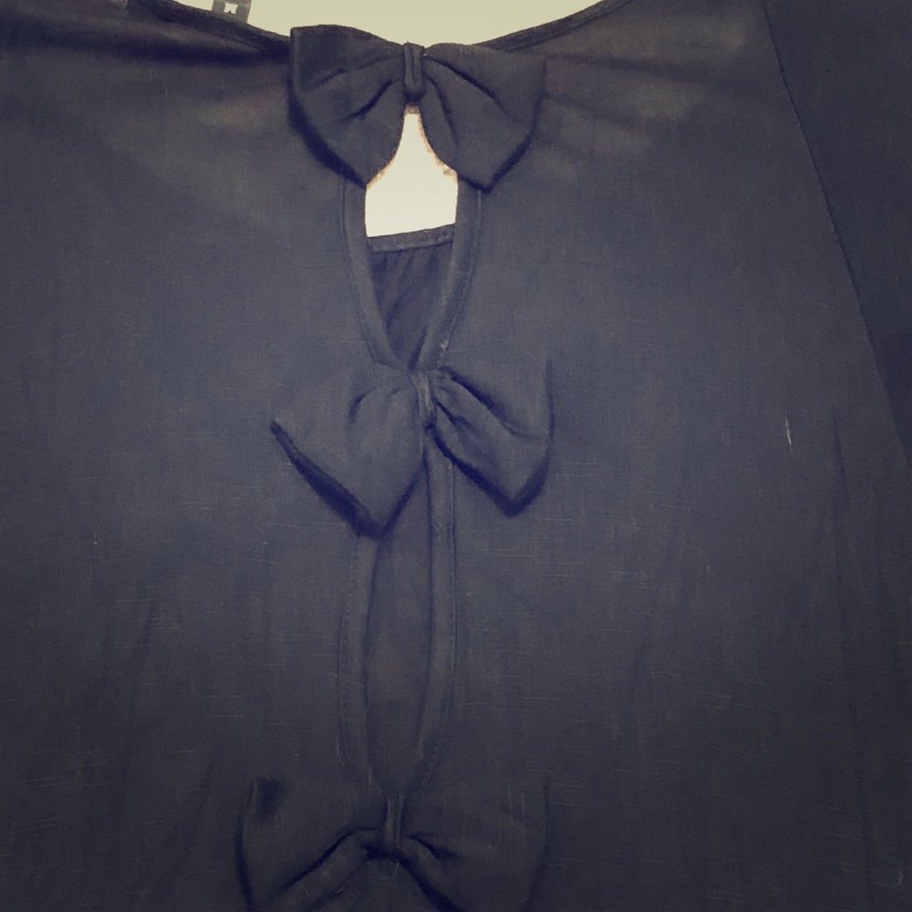 Black Shirt with Bow Detail